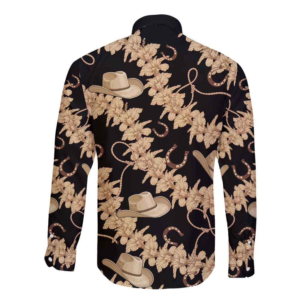 Vanuatu Cowboy Long Sleeve Button Shirt Seamless Straw Hats Hibiscus LT14 - Polynesian Pride