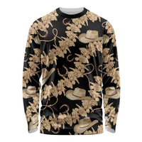 Vanuatu Cowboy Long Sleeve Shirt Seamless Straw Hats Hibiscus LT14 Unisex Black - Polynesian Pride