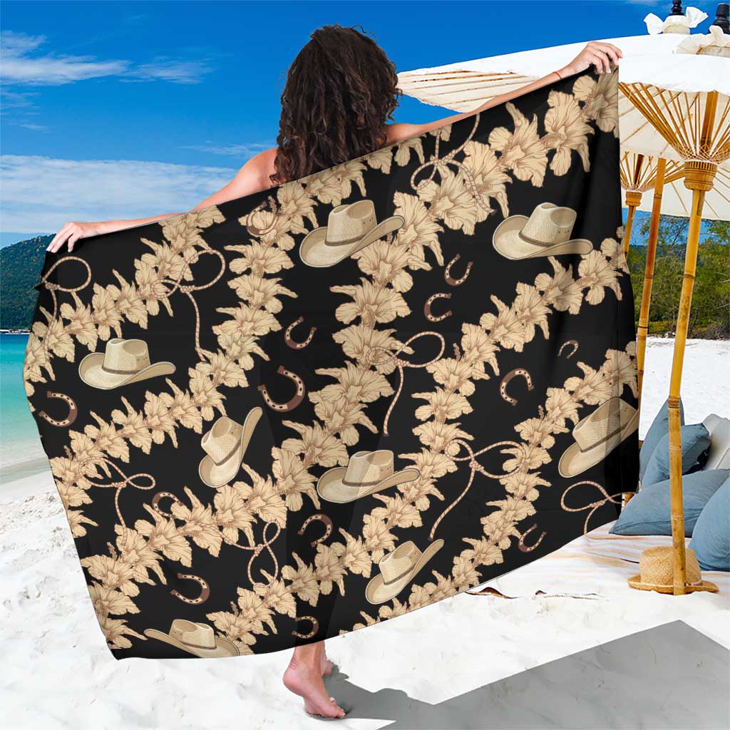 Vanuatu Cowboy Sarong Seamless Straw Hats Hibiscus LT14 One Size 44 x 66 inches Black - Polynesian Pride