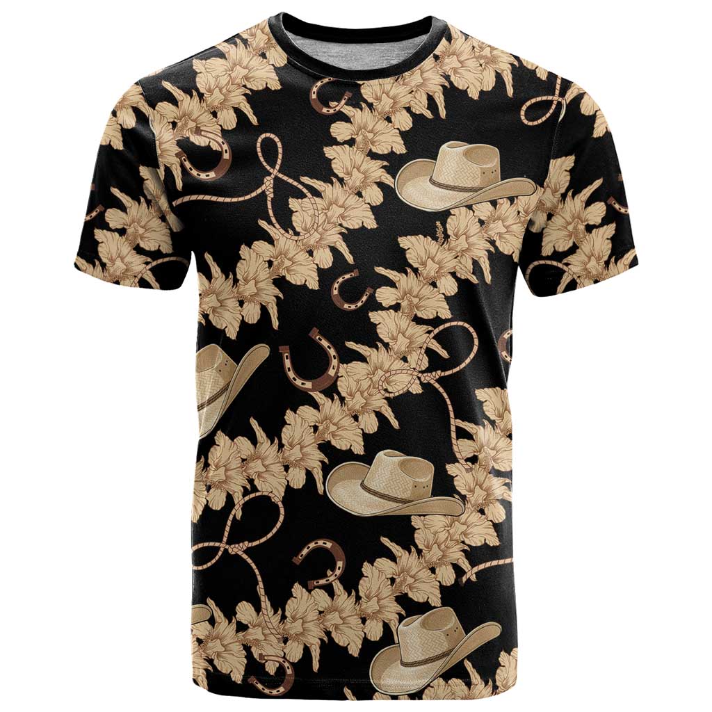 Vanuatu Cowboy T Shirt Seamless Straw Hats Hibiscus LT14 Black - Polynesian Pride
