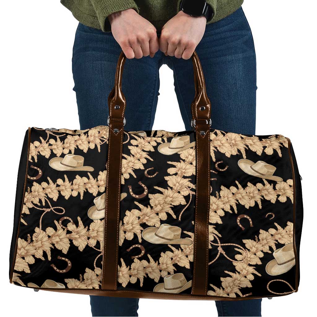 Vanuatu Cowboy Travel Bag Seamless Straw Hats Hibiscus LT14 Black - Polynesian Pride