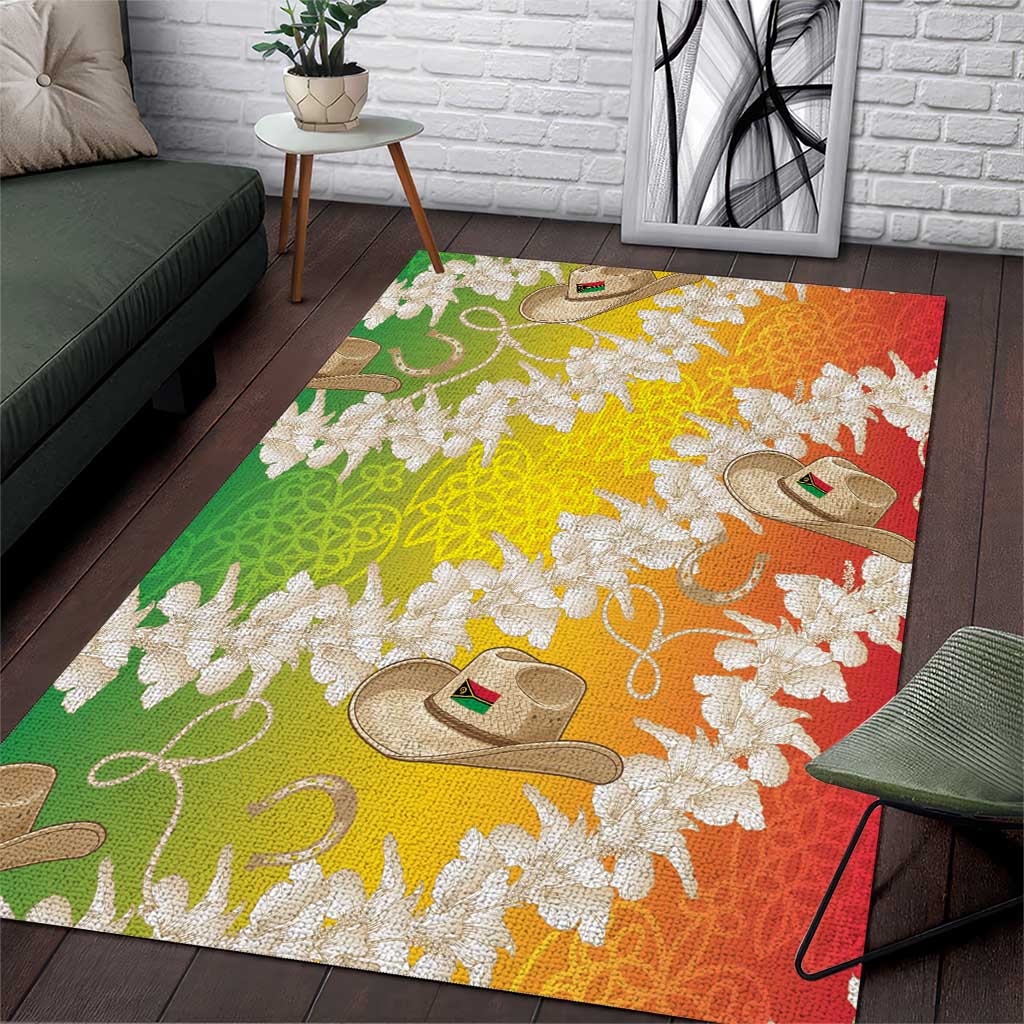 Vanuatu Cowboy Area Rug Straw Hats Hibiscus With Sand Drawing LT14 Reggae - Polynesian Pride