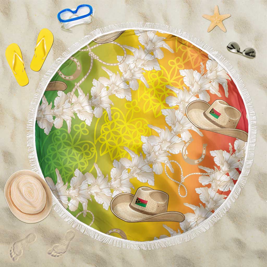 Vanuatu Cowboy Beach Blanket Straw Hats Hibiscus With Sand Drawing LT14 One Size 150cm Reggae - Polynesian Pride
