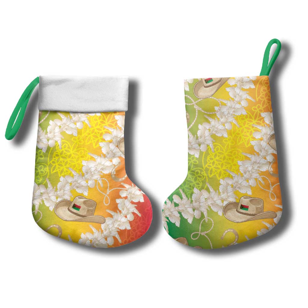 Vanuatu Cowboy Christmas Stocking Straw Hats Hibiscus With Sand Drawing LT14 - Polynesian Pride
