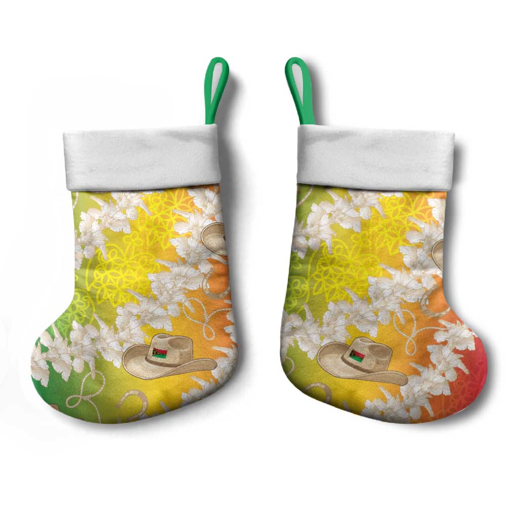Vanuatu Cowboy Christmas Stocking Straw Hats Hibiscus With Sand Drawing LT14 - Polynesian Pride