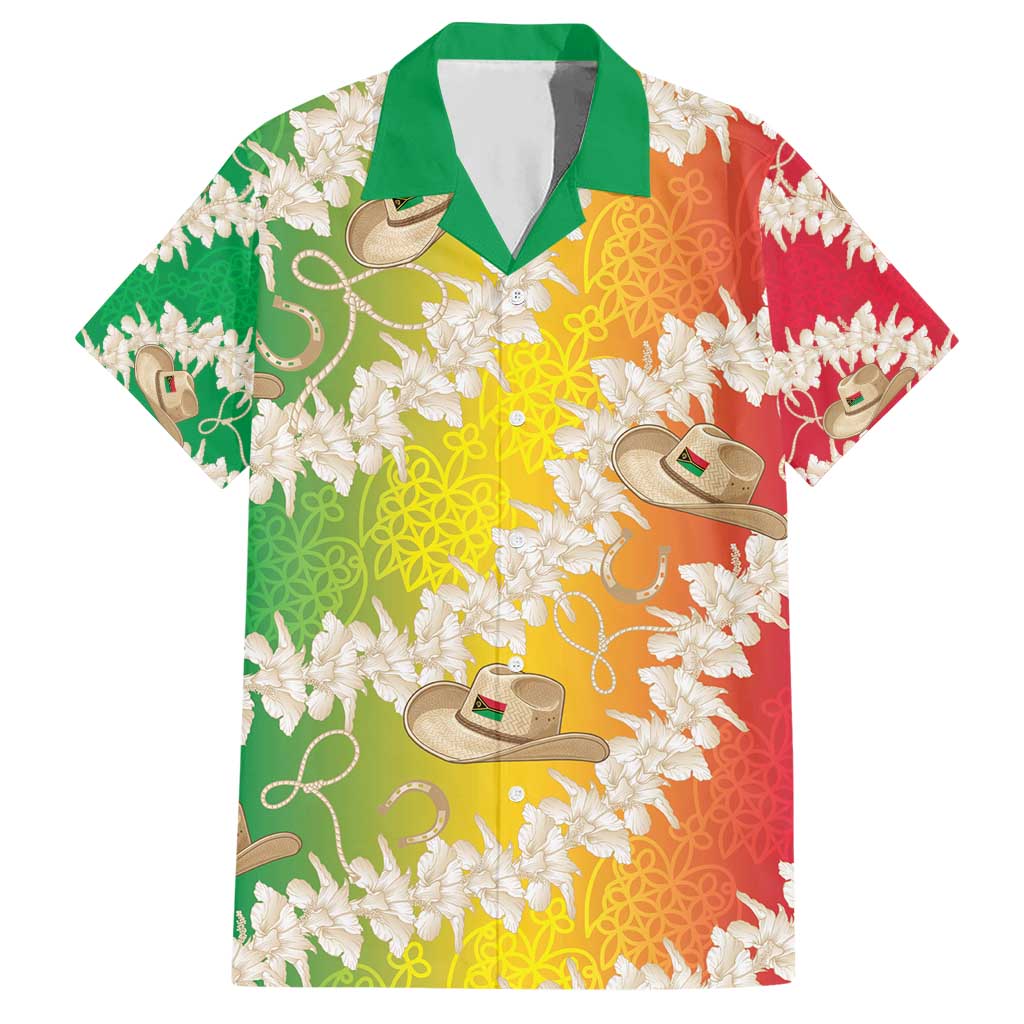 Vanuatu Cowboy Hawaiian Shirt Straw Hats Hibiscus With Sand Drawing LT14 Reggae - Polynesian Pride