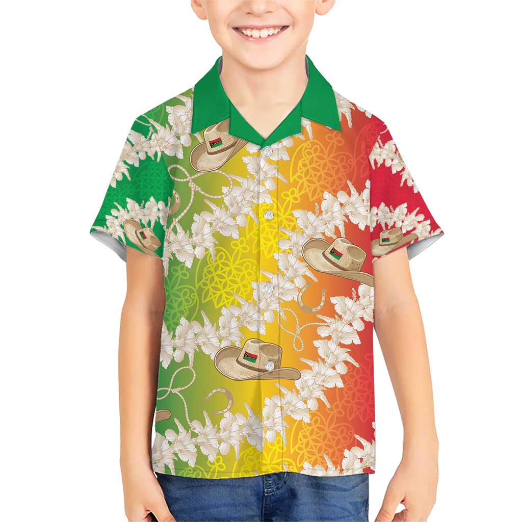 Vanuatu Cowboy Kid Hawaiian Shirt Straw Hats Hibiscus With Sand Drawing LT14 Kid Reggae - Polynesian Pride