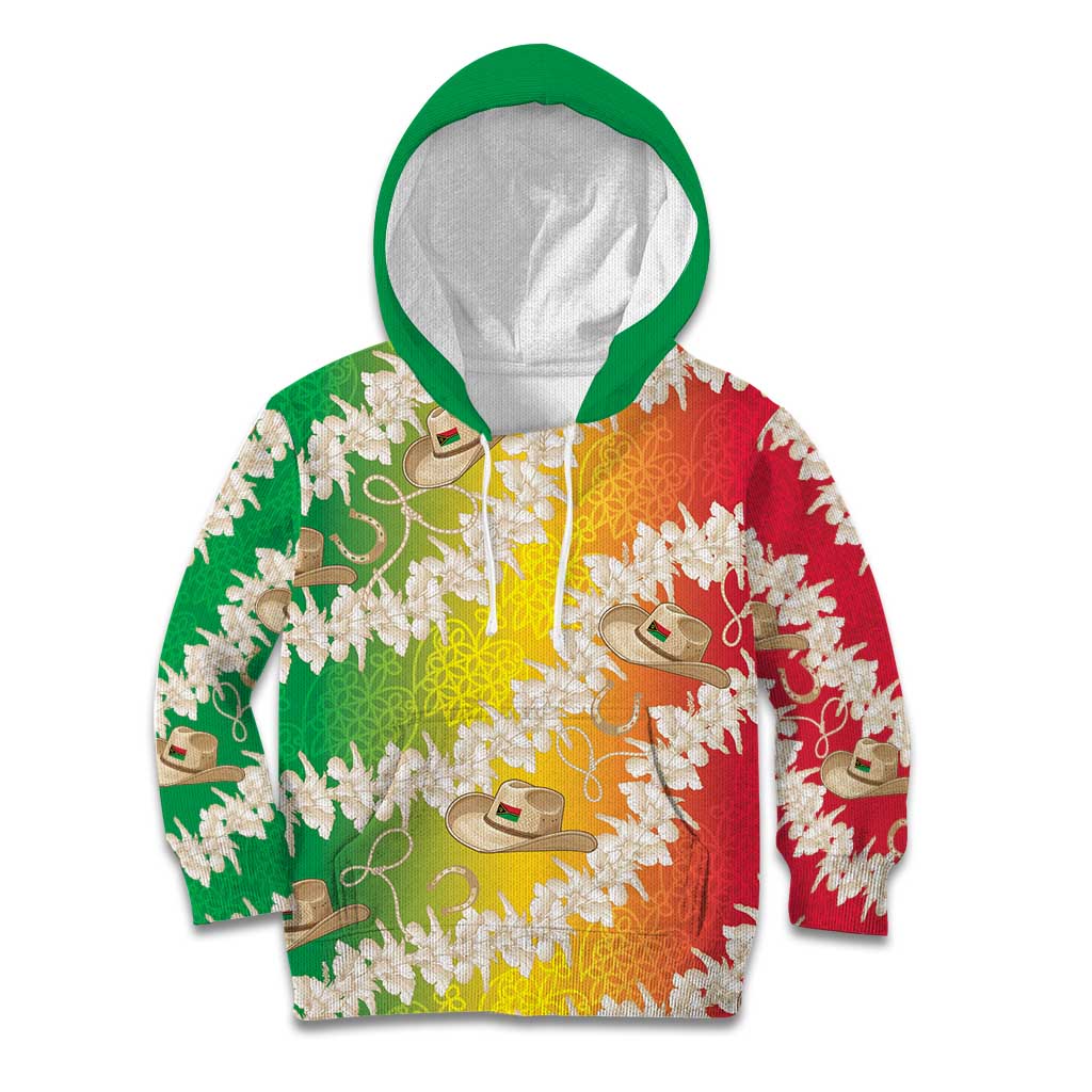 Vanuatu Cowboy Kid Hoodie Straw Hats Hibiscus With Sand Drawing LT14 Hoodie Reggae - Polynesian Pride