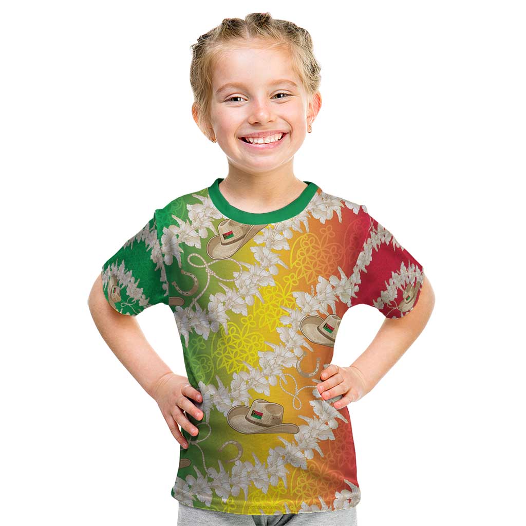 Vanuatu Cowboy Kid T Shirt Straw Hats Hibiscus With Sand Drawing LT14 Reggae - Polynesian Pride