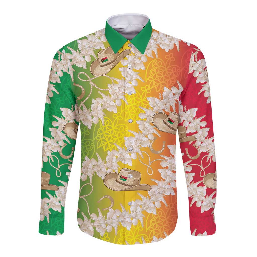 Vanuatu Cowboy Long Sleeve Button Shirt Straw Hats Hibiscus With Sand Drawing LT14 Unisex Reggae - Polynesian Pride
