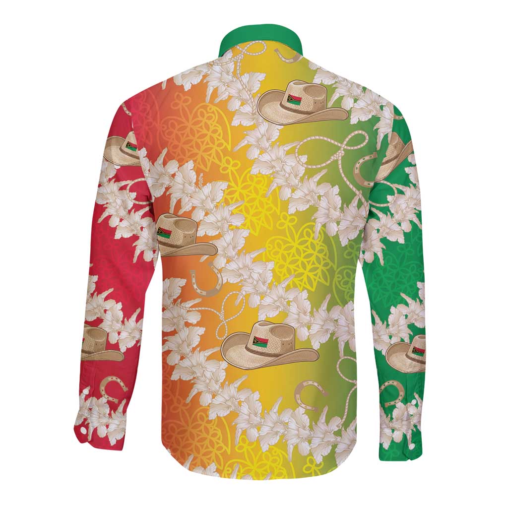 Vanuatu Cowboy Long Sleeve Button Shirt Straw Hats Hibiscus With Sand Drawing LT14 - Polynesian Pride
