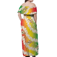 Vanuatu Cowboy Off Shoulder Maxi Dress Straw Hats Hibiscus With Sand Drawing LT14 - Polynesian Pride