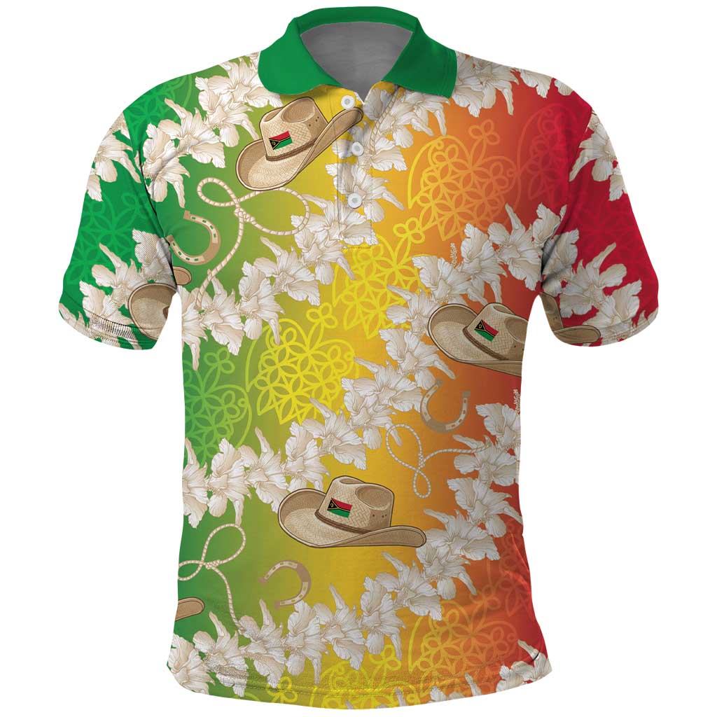 Vanuatu Cowboy Polo Shirt Straw Hats Hibiscus With Sand Drawing LT14 Reggae - Polynesian Pride