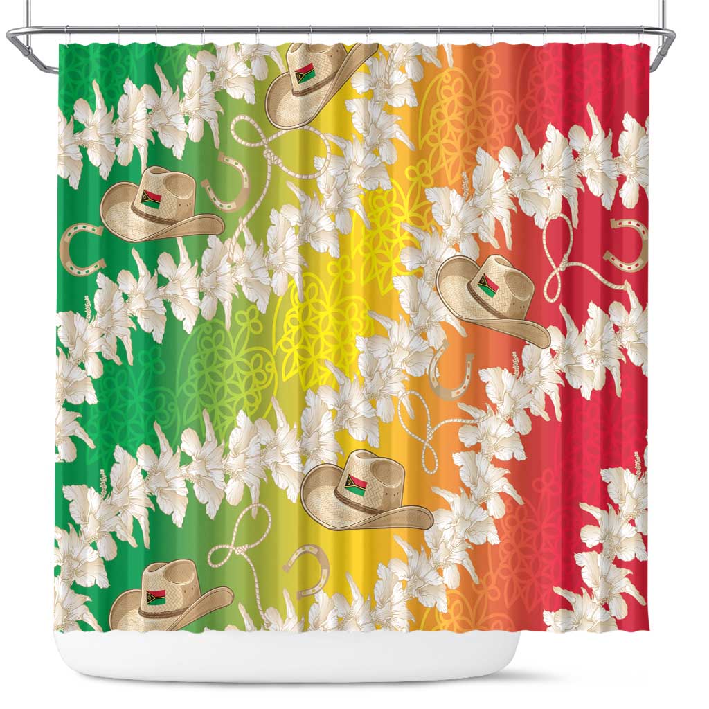 Vanuatu Cowboy Shower Curtain Straw Hats Hibiscus With Sand Drawing LT14 Reggae - Polynesian Pride