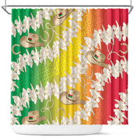 Vanuatu Cowboy Shower Curtain Straw Hats Hibiscus With Sand Drawing LT14 Reggae - Polynesian Pride