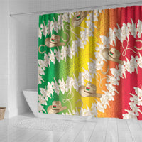 Vanuatu Cowboy Shower Curtain Straw Hats Hibiscus With Sand Drawing LT14 - Polynesian Pride