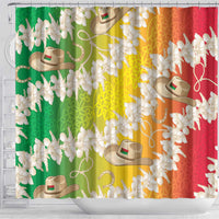 Vanuatu Cowboy Shower Curtain Straw Hats Hibiscus With Sand Drawing LT14 - Polynesian Pride