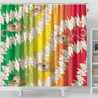Vanuatu Cowboy Shower Curtain Straw Hats Hibiscus With Sand Drawing LT14 - Polynesian Pride