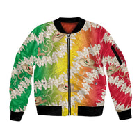 Vanuatu Cowboy Sleeve Zip Bomber Jacket Straw Hats Hibiscus With Sand Drawing LT14 Unisex Reggae - Polynesian Pride