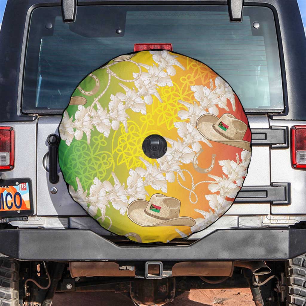 Vanuatu Cowboy Spare Tire Cover Straw Hats Hibiscus With Sand Drawing LT14 Reggae - Polynesian Pride