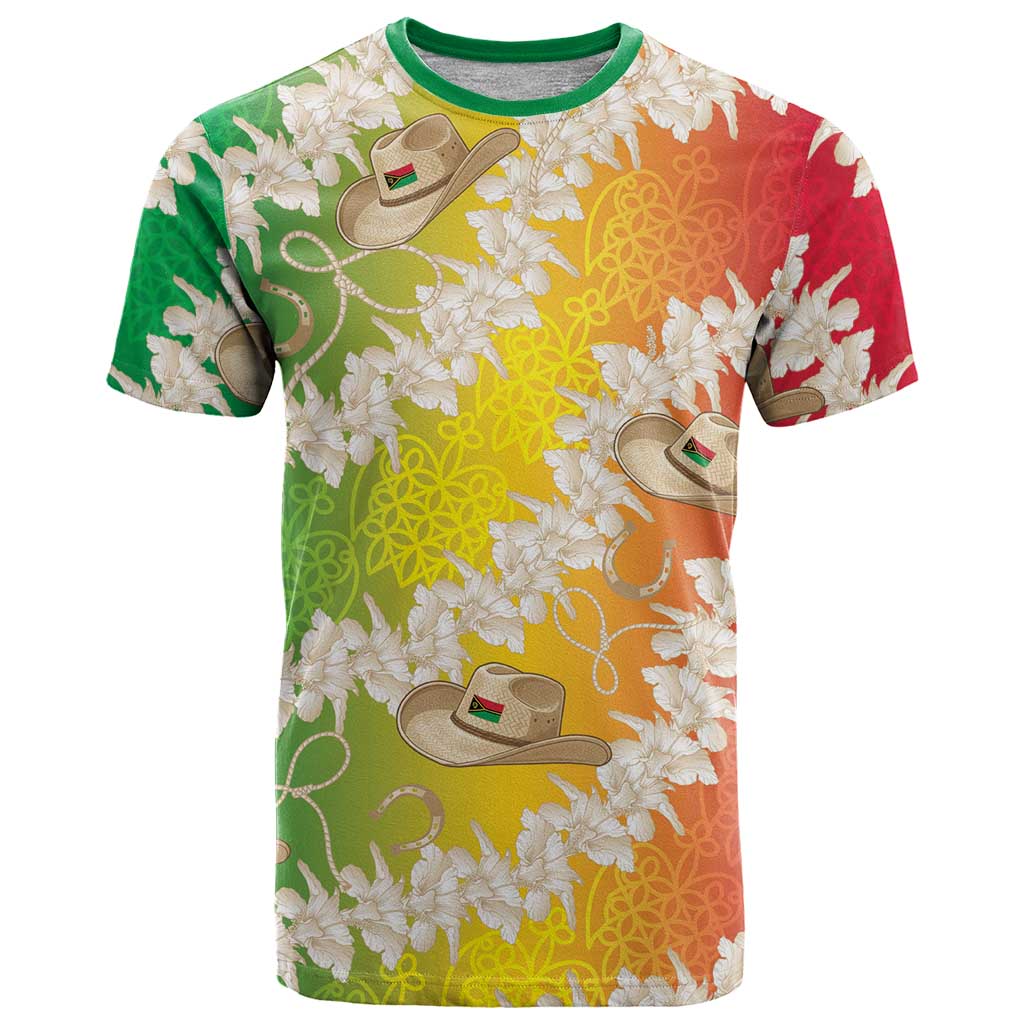 Vanuatu Cowboy T Shirt Straw Hats Hibiscus With Sand Drawing LT14 Reggae - Polynesian Pride