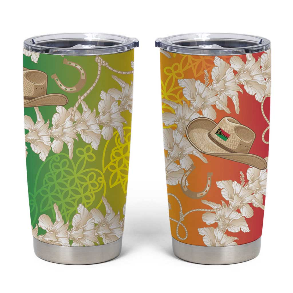 Vanuatu Cowboy Tumbler Cup Straw Hats Hibiscus With Sand Drawing LT14 Reggae - Polynesian Pride