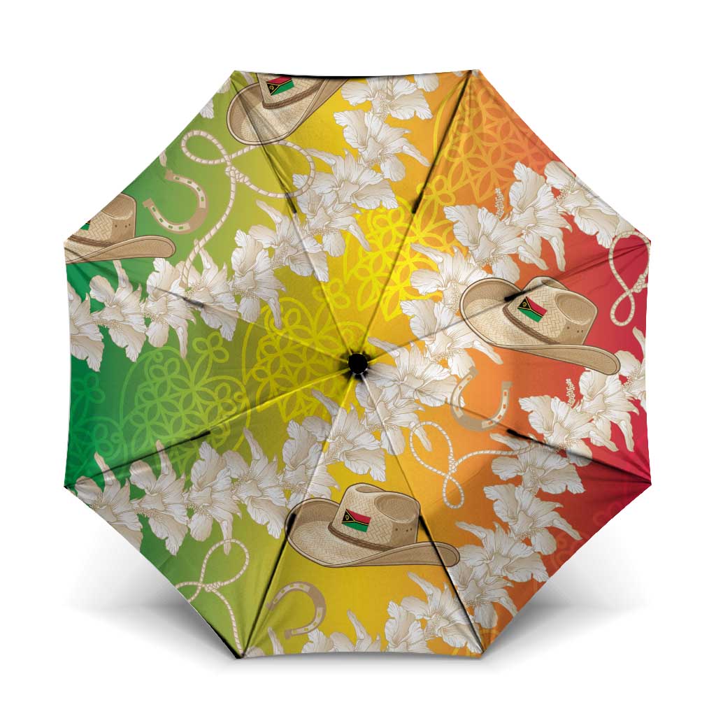 Vanuatu Cowboy Umbrella Straw Hats Hibiscus With Sand Drawing LT14 One Size Folded 11.42 inch Opened Diameter 37.4 inch Reggae - Polynesian Pride