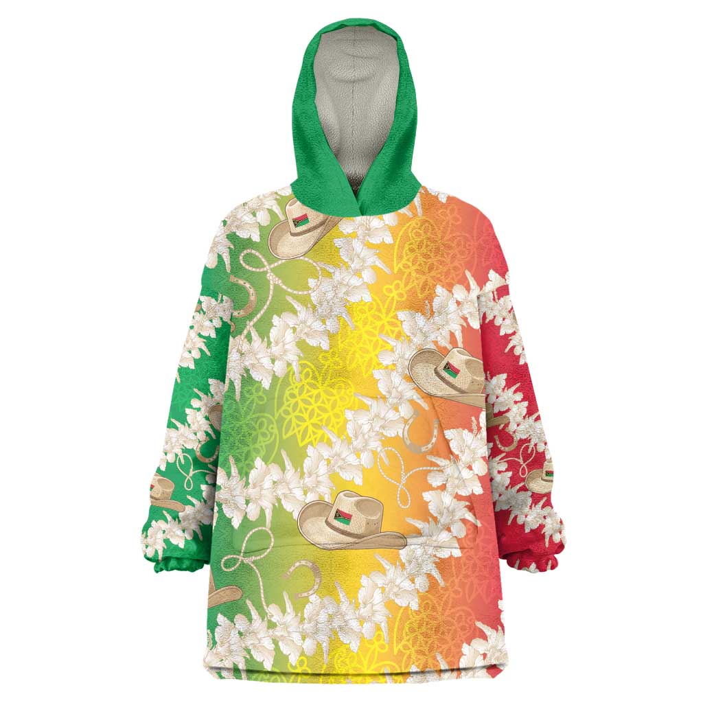 Vanuatu Cowboy Wearable Blanket Hoodie Straw Hats Hibiscus With Sand Drawing LT14 One Size Reggae - Polynesian Pride