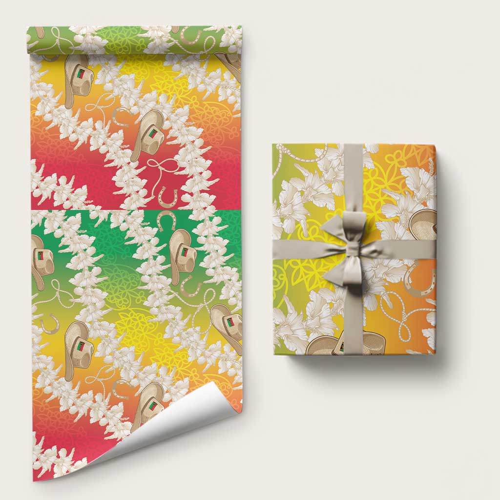 Vanuatu Cowboy Wrapping Paper Straw Hats Hibiscus With Sand Drawing LT14 58" × 23" Reggae - Polynesian Pride