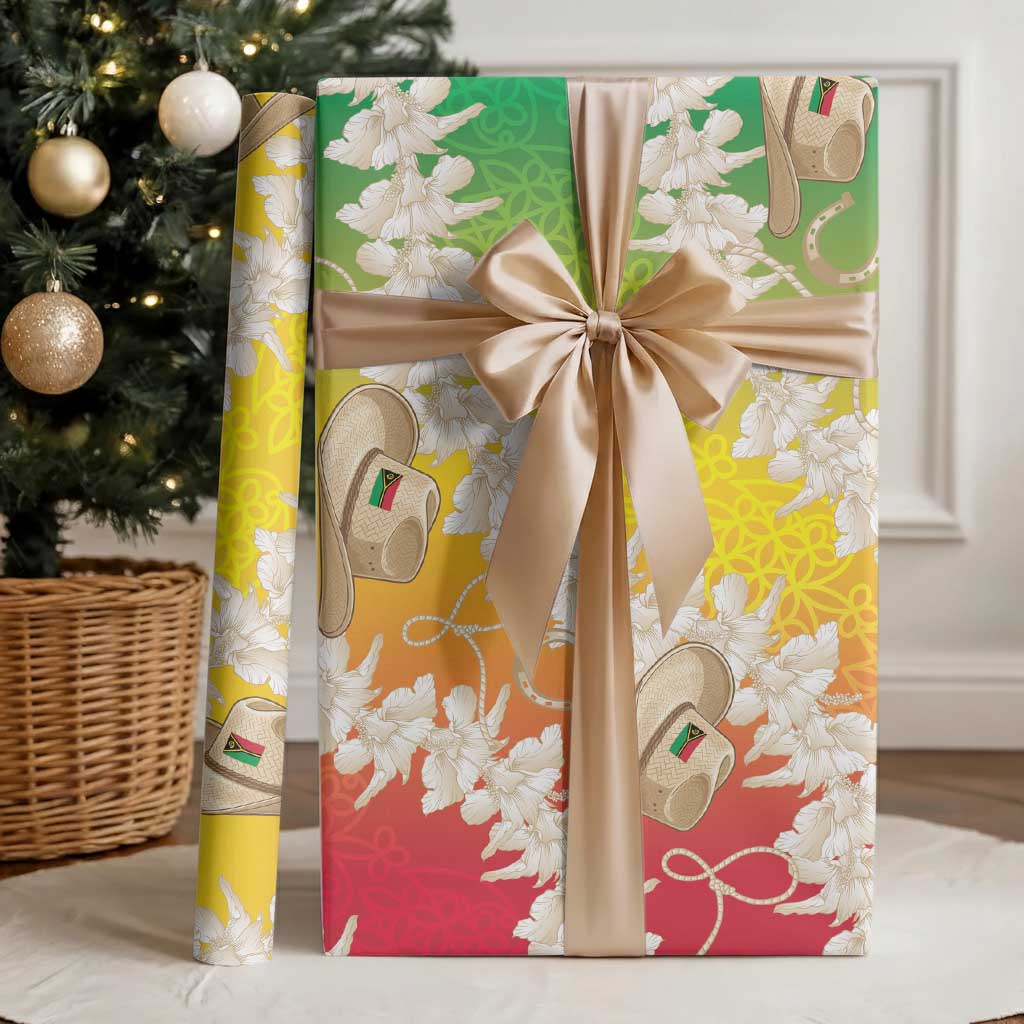 Vanuatu Cowboy Wrapping Paper Straw Hats Hibiscus With Sand Drawing LT14 - Polynesian Pride