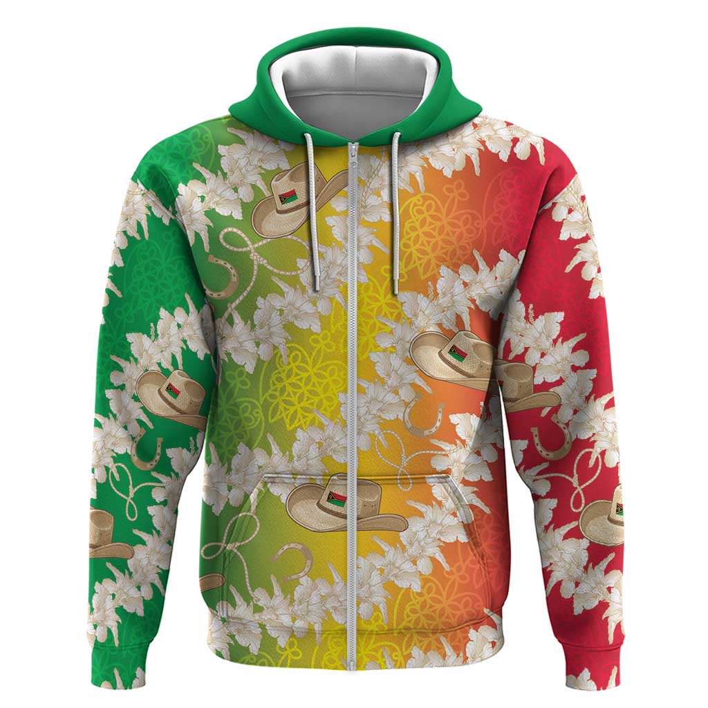 Vanuatu Cowboy Zip Hoodie Straw Hats Hibiscus With Sand Drawing LT14 Zip Hoodie Reggae - Polynesian Pride