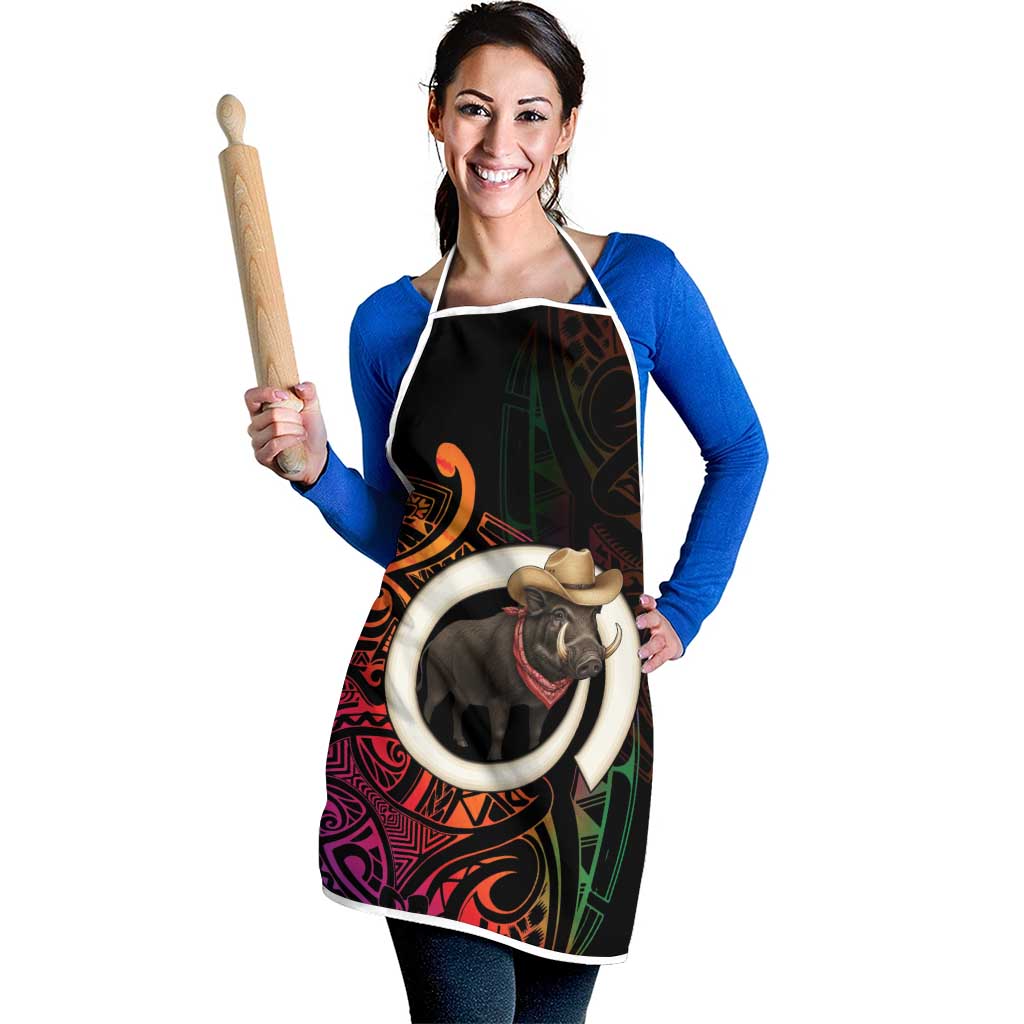 Vanuatu Boar Cowboy Apron Tusk Gradient Polynesian Pattern LT14 - Polynesian Pride