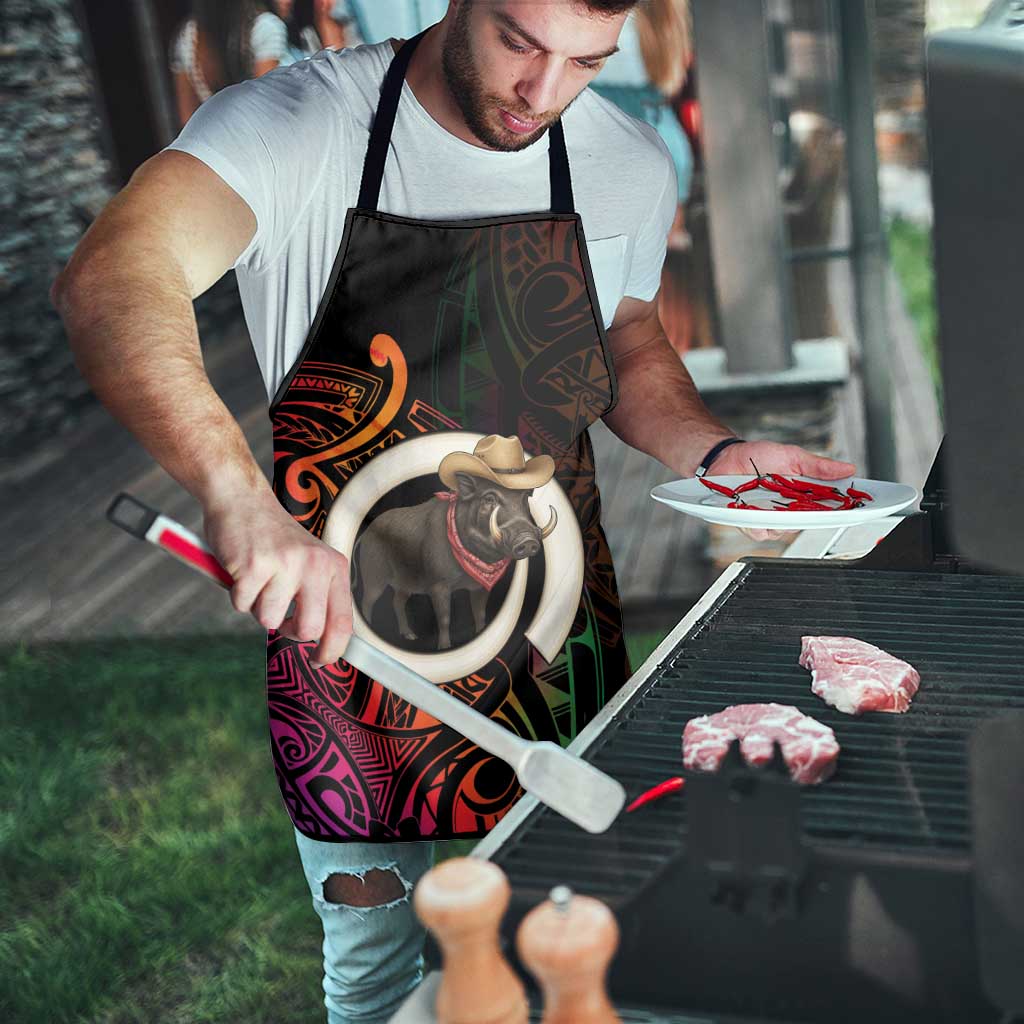 Vanuatu Boar Cowboy Apron Tusk Gradient Polynesian Pattern LT14 - Polynesian Pride