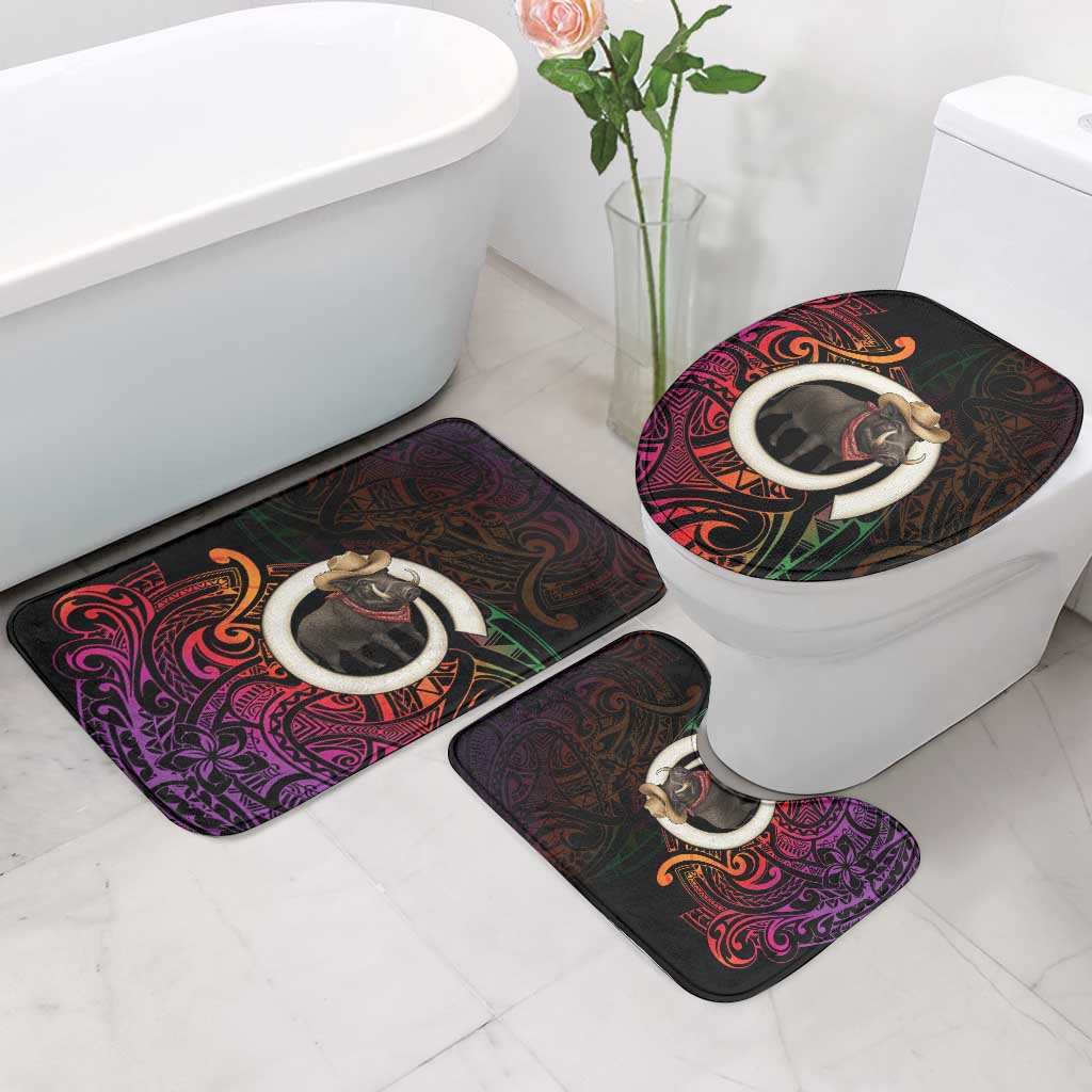 Vanuatu Boar Cowboy Bathroom Set Tusk Gradient Polynesian Pattern LT14 - Polynesian Pride