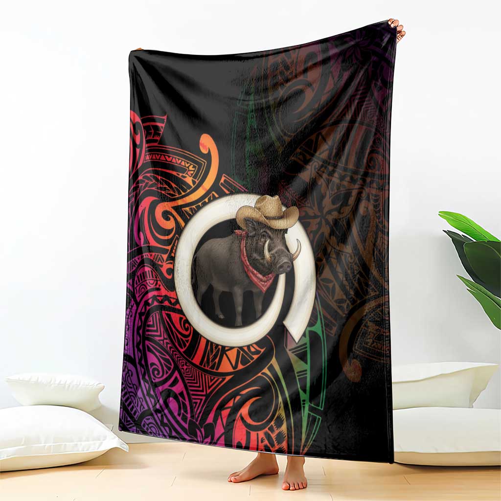 Vanuatu Boar Cowboy Blanket Tusk Gradient Polynesian Pattern LT14 - Polynesian Pride