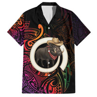 Vanuatu Boar Cowboy Hawaiian Shirt Tusk Gradient Polynesian Pattern LT14 Black - Polynesian Pride