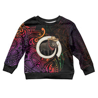 Vanuatu Boar Cowboy Kid Ugly Christmas Sweater Tusk Gradient Polynesian Pattern LT14 Kid Black - Polynesian Pride