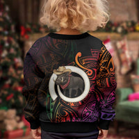 Vanuatu Boar Cowboy Kid Ugly Christmas Sweater Tusk Gradient Polynesian Pattern LT14 - Polynesian Pride