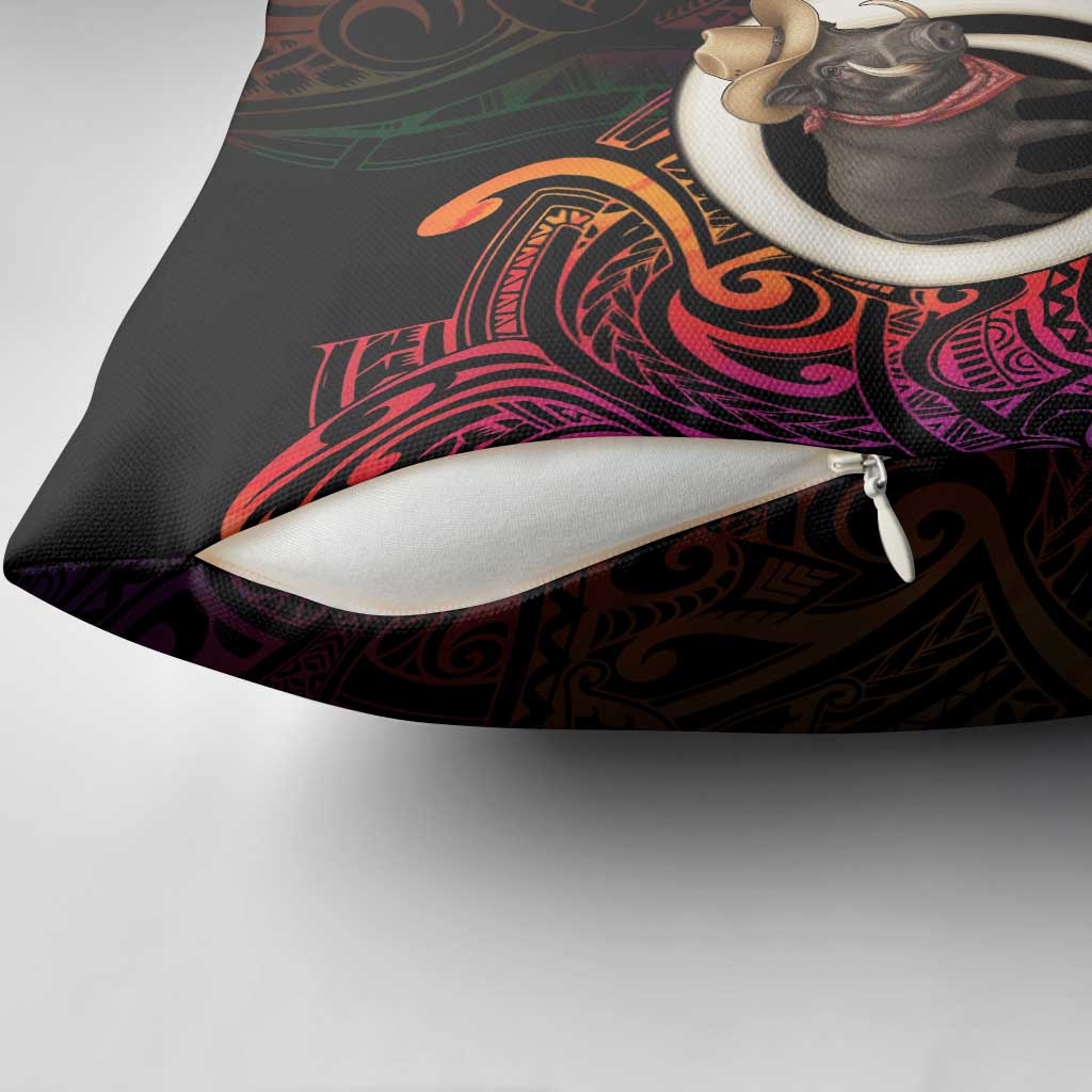 Vanuatu Boar Cowboy Pillow Cover Tusk Gradient Polynesian Pattern LT14 - Polynesian Pride
