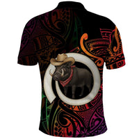 Vanuatu Boar Cowboy Polo Shirt Tusk Gradient Polynesian Pattern LT14 - Polynesian Pride