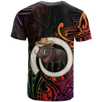 Vanuatu Boar Cowboy T Shirt Tusk Gradient Polynesian Pattern LT14 - Polynesian Pride