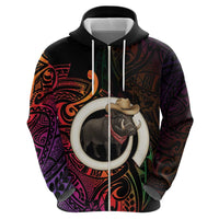 Vanuatu Boar Cowboy Zip Hoodie Tusk Gradient Polynesian Pattern LT14 - Polynesian Pride