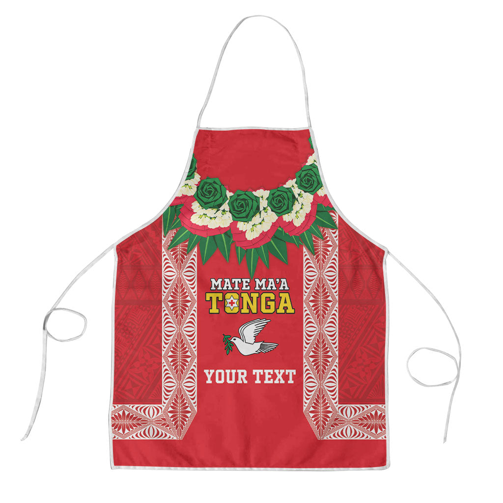Mate Ma'a Tonga Rugby Custom Apron Tongan Kahoa Lei Ngatu Pattern Red LT14 Red - Polynesian Pride