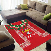 Mate Ma'a Tonga Rugby Custom Area Rug Tongan Kahoa Lei Ngatu Pattern Red LT14 - Polynesian Pride