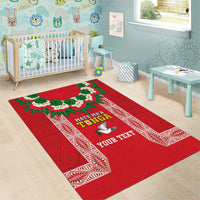 Mate Ma'a Tonga Rugby Custom Area Rug Tongan Kahoa Lei Ngatu Pattern Red LT14 - Polynesian Pride