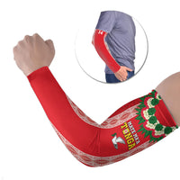 Mate Ma'a Tonga Rugby Custom Arm Sleeves Tongan Kahoa Lei Ngatu Pattern Red LT14 Set of 2 Red - Polynesian Pride