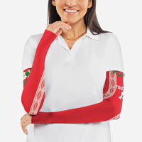Mate Ma'a Tonga Rugby Custom Arm Sleeves Tongan Kahoa Lei Ngatu Pattern Red LT14 - Polynesian Pride