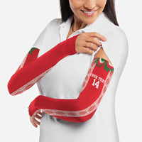 Mate Ma'a Tonga Rugby Custom Arm Sleeves Tongan Kahoa Lei Ngatu Pattern Red LT14 - Polynesian Pride