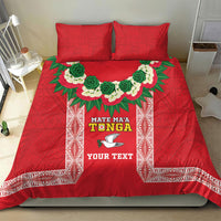 Mate Ma'a Tonga Rugby Custom Bedding Set Tongan Kahoa Lei Ngatu Pattern Red