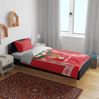 Mate Ma'a Tonga Rugby Custom Bedding Set Tongan Kahoa Lei Ngatu Pattern Red
